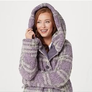 NWOT Centigrade Reversible Plaid Sherpa Jacket Lavendar Women's M Size